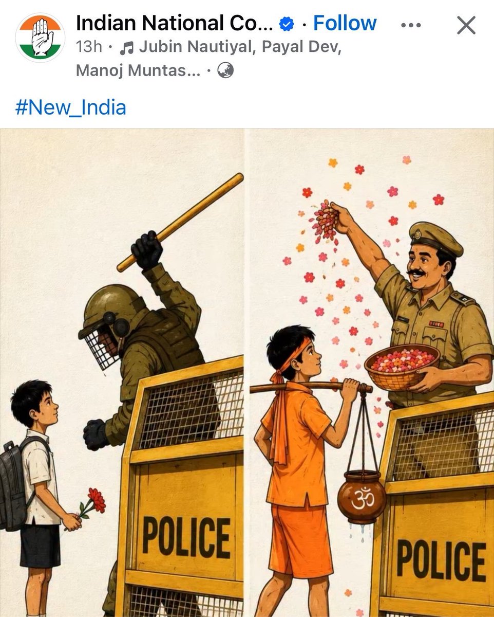 Warlock_mohit's tweet photo. The Congress's official handle posted this on Facebook. 

They are no longer even hiding their hatred for Hinduism. 

The Congress is the new Muslim League. https://t.co/7Lg1f8KNqx
