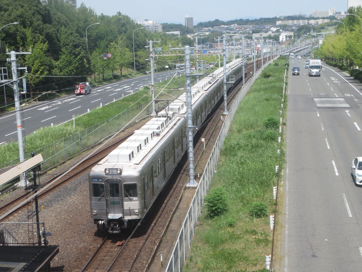 kito223R201's tweet photo. 知らぬうちに8月に入り💦💦
1発目はお休みだったので泉北6001f....

青い種別"準急行"がよく似合ってます☺️
泉北線ならではなの独特な光景、昭和な光景も残りつつ、、ニュータウンを駆け抜ける最古参の姿がよく映えます♪ https://t.co/HSK4fWG9rM