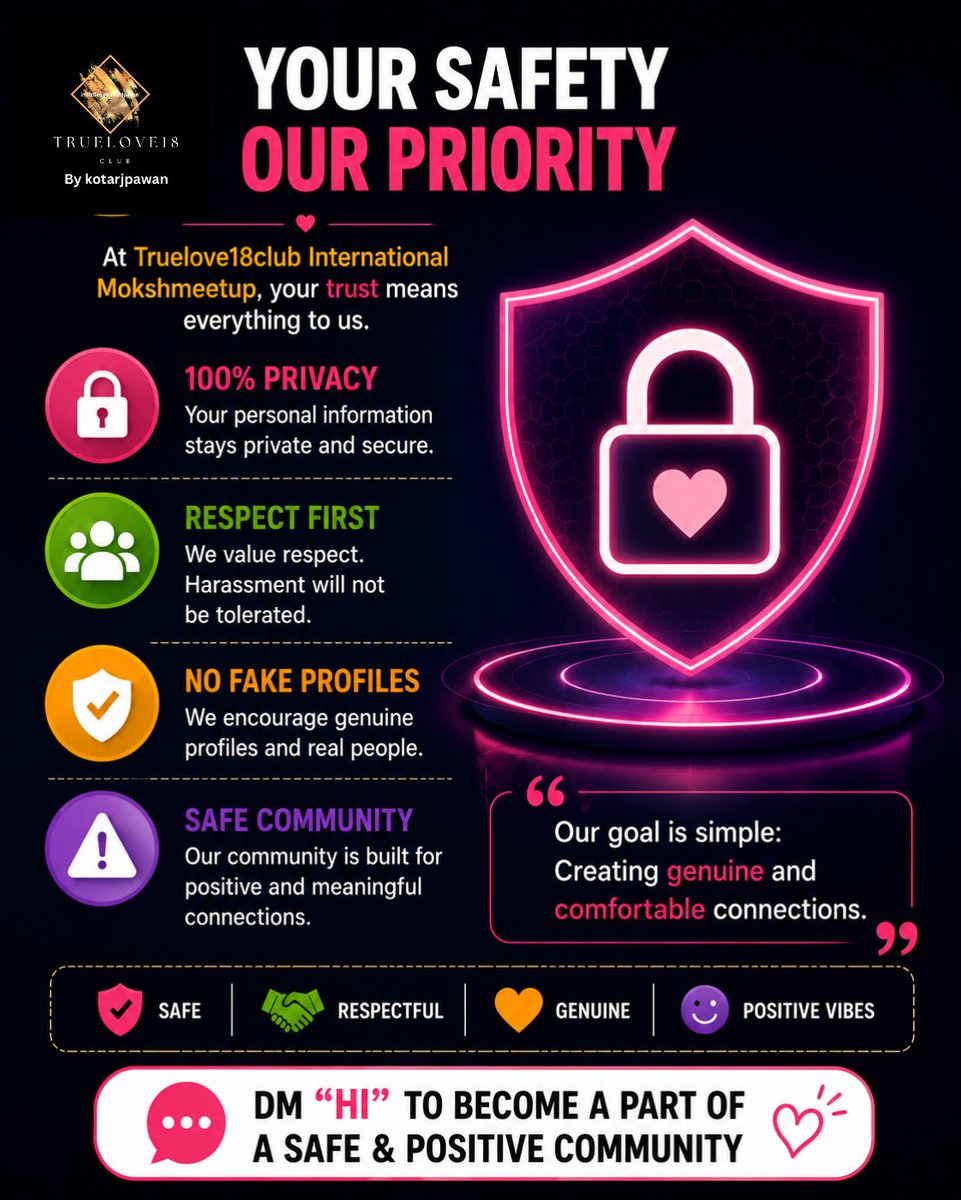 KOTARJPAWAN's tweet photo. 🔒 आपकी Privacy हमारी Priority है

✔️ सम्मान सबसे पहले
✔️ सुरक्षित माहौल
✔️ Genuine Connections
✔️ Positive Community

हम चाहते हैं कि हर व्यक्ति यहाँ सुरक्षित और comfortable महसूस करे।

📩 DM "HI" और जुड़ें।

#PrivacyFirst #SafeCommunity #Respect #realconnection #truelove18club https://t.co/3ENzM28Bg0