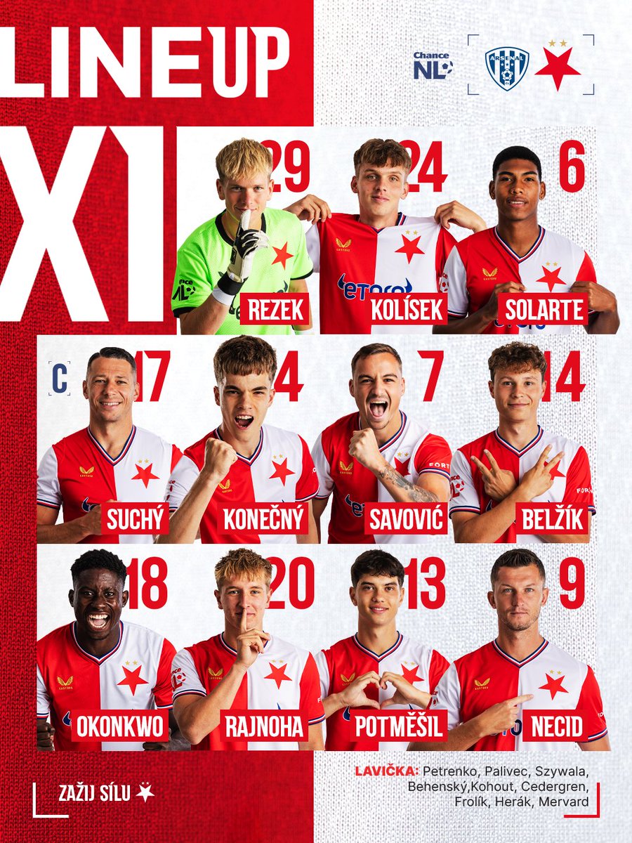 slaviaofficial's tweet photo. 🅱️ V 17:15 se představí #SKSBtym proti České Lípě v této základní 𝐗𝐈

🛡️ Konečný na středu obrany
💨 Kolísek a Savović na stranách
🪡 Necida v útoku podpoří Potměšil

📺 Přímý přenos na ČT sport https://t.co/llYIY9shd9