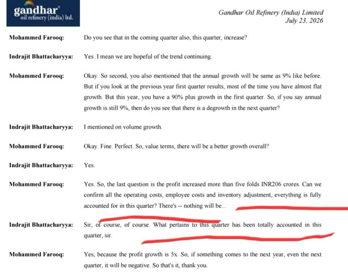TheMaxDickel's tweet photo. Sir ye profit sab kuchh minus karne ke bad hai na?? Expenses cost everything 😁😁

Analyst not digesting #gandhar profit of this qtr. https://t.co/pZ6U7ed1YF