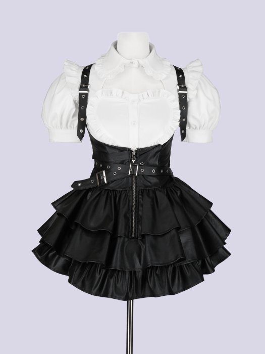 🖤IMVAL🖤 Frill Leather Dress