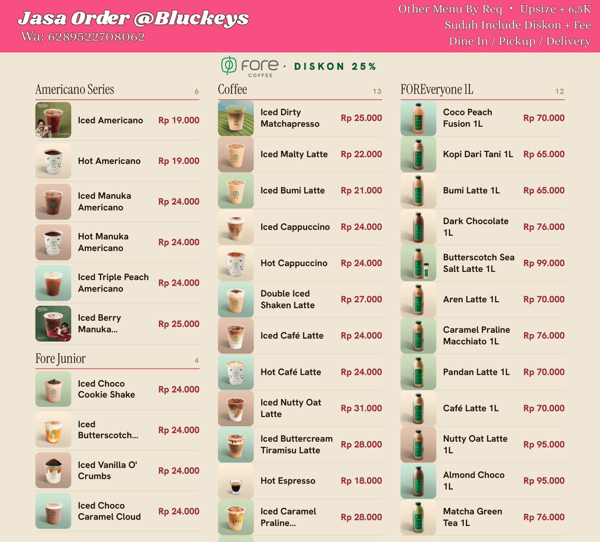 bluckeys's tweet photo. ☕ OPEN Jasa Order FORE dengan DISKON 25% ☕
✨ No Minimal Order
✨ Bisa Pickup/Delivery
✨ berlaku di seluruh outlet fore
✨ Bisa Order by Req
pricelist harga nett...
WA on bio
Testi on 📌
#wtb #jual #beli #juwal #bweli #zonauang #zonaBU #zonaBA
wtb wts coffee fore https://t.co/XuDdCuEzt4
