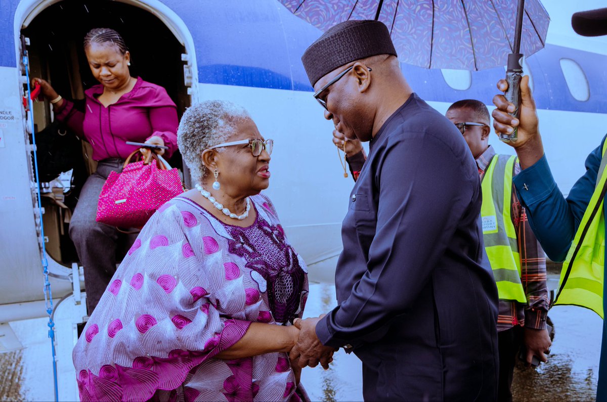 investindelta's tweet photo. Dr. Ngozi Okonjo-Iweala Arrives at Asaba International Airport Ahead of the Delta State Economic and Investment Summit 2026.
#deltastateinvestmentsummit2026 #investindelta #dis26 https://t.co/rJTQxw9Ods