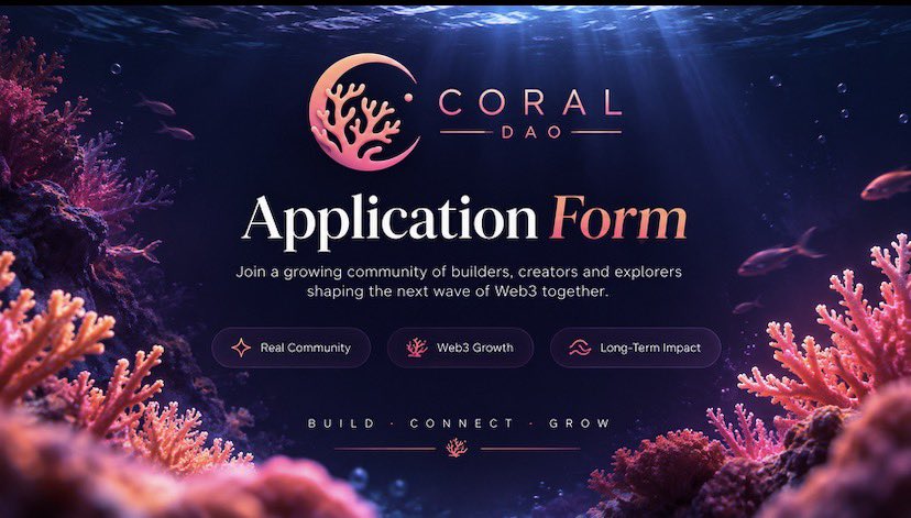 CoralCore_'s tweet photo. Want to join Coral DAO?

We’re opening up 100 spots for new members.

If you’re interested, fill out the application below. We’d love to have you.

https://t.co/5Loa6HjPO2 https://t.co/KrRzwSf9ir