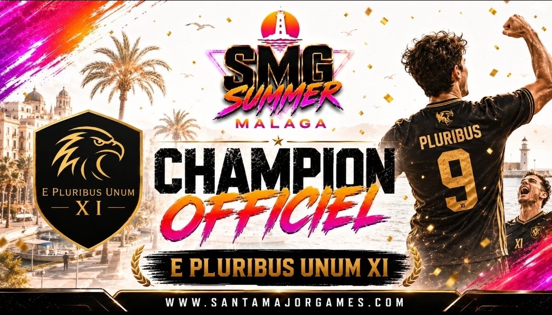 SMG_TheGame's tweet photo. 🏆 SMG SUMMER MALAGA – PODIUM FINAL

🥇EPLURIBUSUNUM 
🥈MR JOGA
🥉FC FLEMMARDS 

Un immense bravo aux trois équipes qui composent ce magnifique podium ! 

Merci à tous les clubs pour leur implication, leur fair-play et leur sérieux tout au long de la compétition. ☀️ https://t.co/74rTLKYAz7