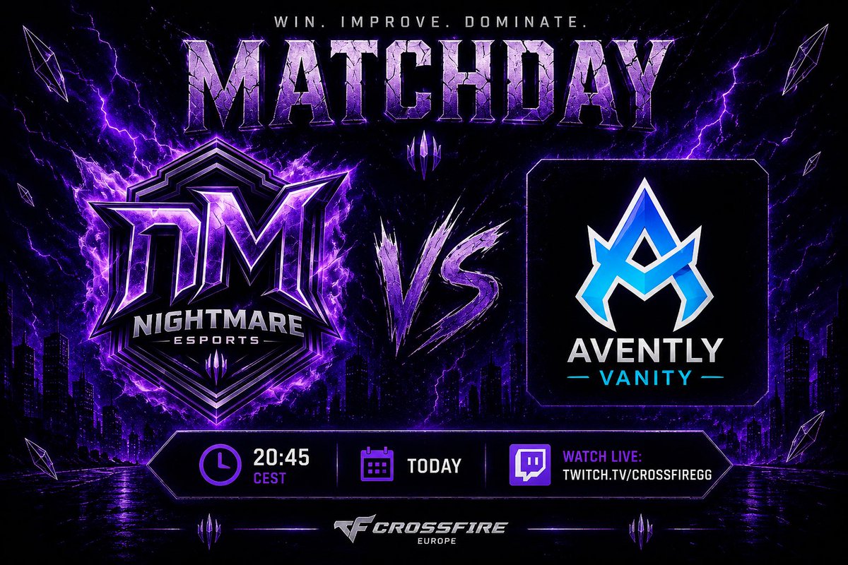 N8ma_eSports's tweet photo. ⚔️ MATCHDAY
Tonight our Main Team Nightmare Deffenz faces Avently Vanity in the Crossfire League.

🕗 20:45 CEST

📺 Watch live: https://t.co/OFzy79KxQ0

Time to prove ourselves. 💜

#NightmareEsports #NightmareDeffenz #Crossfire #Esports #MATCHDAY  #CallOfDuty https://t.co/QjPmvrhWbH