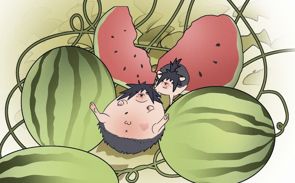 rinD_dg's tweet photo. Hashirama found some🦔 in the melon garden https://t.co/EBKXEAd5Rk