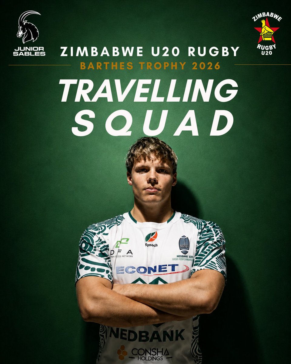 🇿🇼 Squad Announcement!
The Zimbabwe Junior Sables have named their travelling squad and technical team for the 2026 Rugby Africa U20 Barthes Cup. 🏉
Congratulations to all those selected. Wishing the Junior Sables the very best in Uganda! 💚🇿🇼
#U20BarthesUG26 #RugbyAfrica