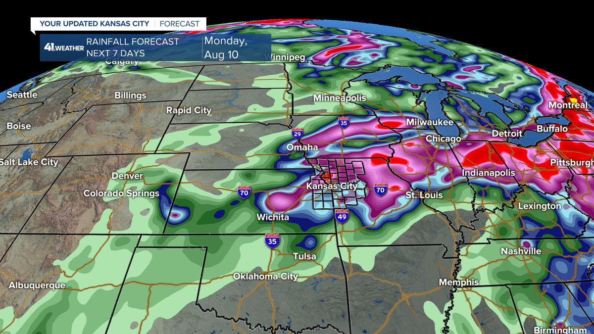 JeffPenner2020's tweet photo. WEATHER UPDATE (8/2/2026):
The 1st week of August will start with some super summer weather, but end with chance of T-Storms.

Details are in our updated @KSHB41 weather blog at:

https://t.co/a6FpGWvBSA https://t.co/9GgMFRsH0S