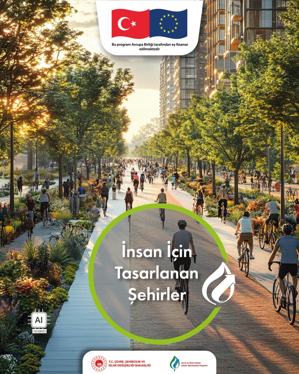 ipacevre's tweet photo. Bisiklet ve Yaya Dostu Şehirler 🚶🚲
Yaşanabilir şehirler; yalnızca araçlar için değil, insanlar için tasarlanmış kentlerdir.
Güvenli yaya yolları, kesintisiz bisiklet ağları ve erişilebilir kamusal alanlar; daha temiz hava, daha düşük karbon emisyonları ve daha sağlıklı yaşam biçimlerini destekler.
İnsan odaklı ulaşım anlayışı, şehirlerin çevresel sürdürülebilirliğini güçlendirirken sosyal yaşamı da canlandırır.
Şehirler, yürüdükçe ve paylaştıkça güzelleşir. 🌿
#Bisiklet #YayaDostuŞehirler #SürdürülebilirUlaşım
---
Bicycle- and Pedestrian-Friendly Cities 🚶🚲
Liveable cities are designed not only for vehicles, but for people.
Safe pedestrian routes, connected cycling networks and accessible public spaces support cleaner air, lower carbon emissions and healthier lifestyles.
People-centred mobility strengthens environmental sustainability while making urban life more vibrant and inclusive.
Cities become better places when people can walk, cycle and connect. 🌿
#WalkableCities #SustainableMobility

@csbgovtr 
@EUDelegationTur 
@ABBaskanligi