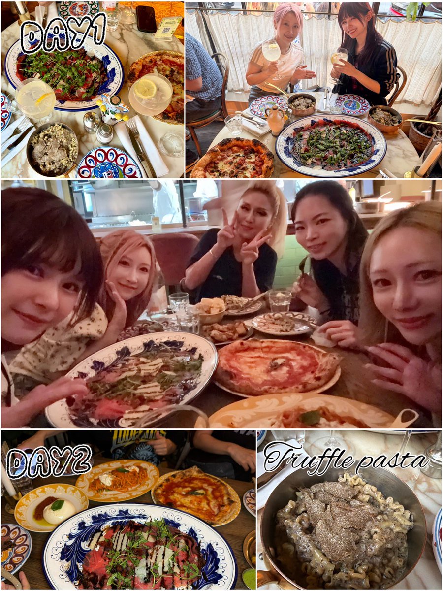 harupidrums's tweet photo. パリ🇫🇷以前から行ってみたかったトリュフパスタが有名なレストランが奇跡的に宿泊先近くにあったので2日連続で行ったよ😆老舗フレンチ店も美味しかった😋お土産でピエールエルメマカロンとトリュフ専門店で色々購入✨H&amp;Mのメイデンパーカーがメンズだけど水色が可愛くてゲット🤘
#LOVEBITES #Haruna https://t.co/KkyVdyfq7l