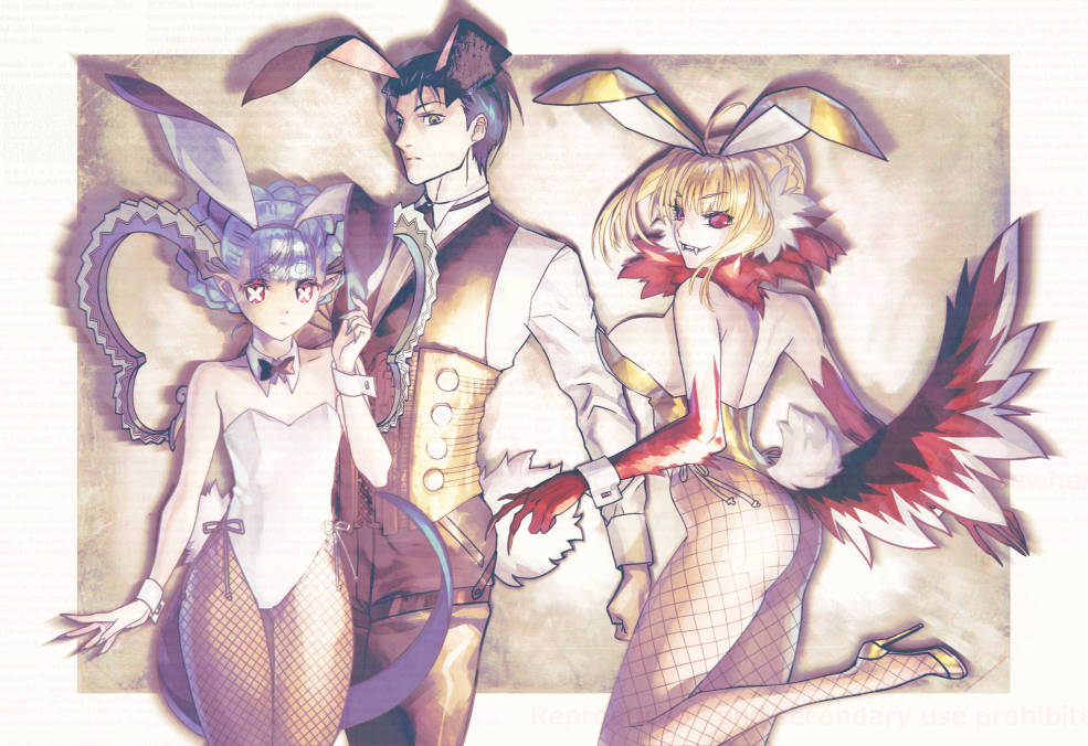cotecote_sun's tweet photo. #FGO #バニーの日 ティアマト嬢、ホームズ、狼ネロちゃま(しっぽ×2) https://t.co/r7waJZZ8x7