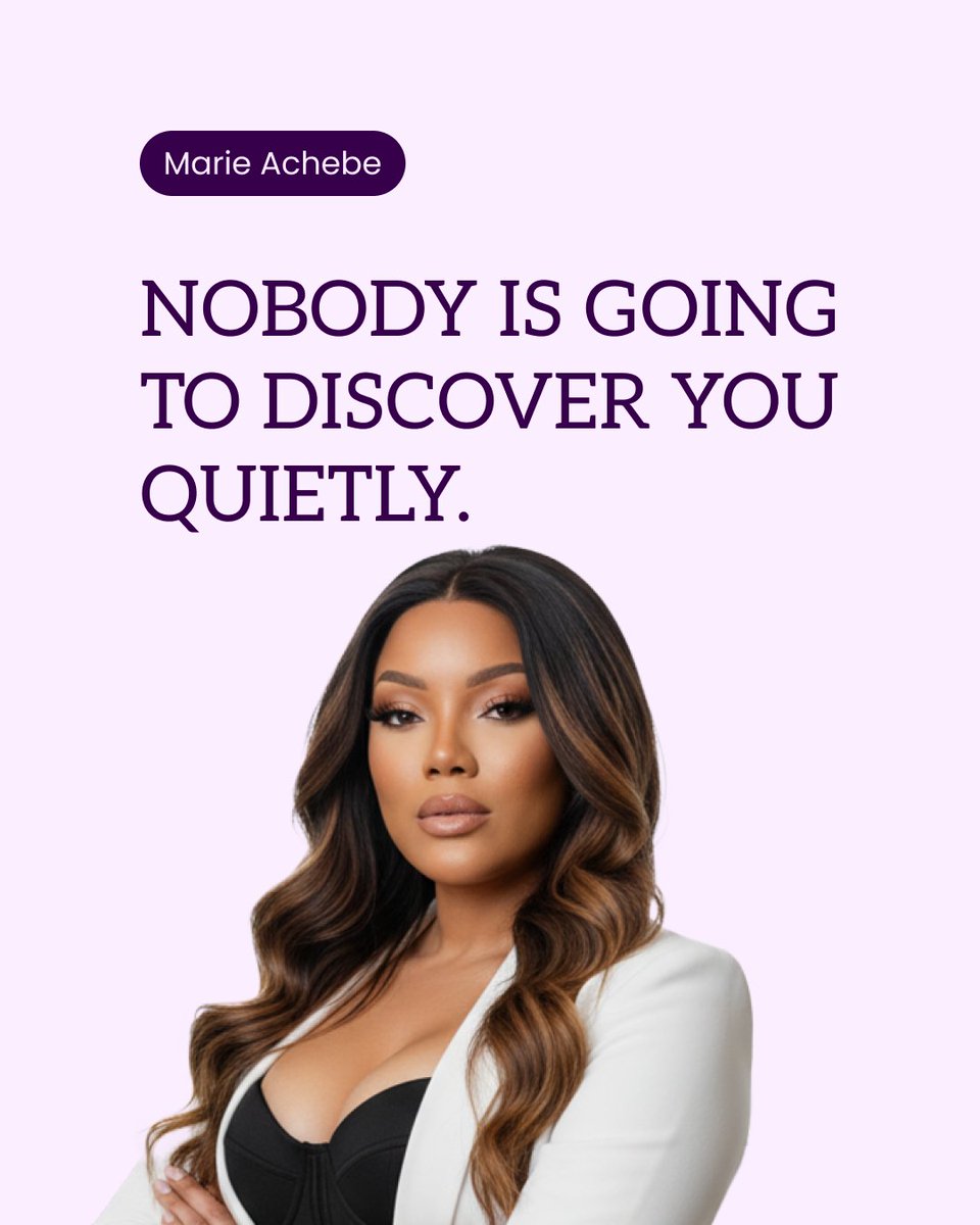 MarieACHEBEUK's tweet photo. Good work doesn't announce itself. You have to show up and say it out loud. Visibility is the responsibility that comes with doing the work well.

#marieachebe
#womeninbusiness https://t.co/a11KgbD6eb