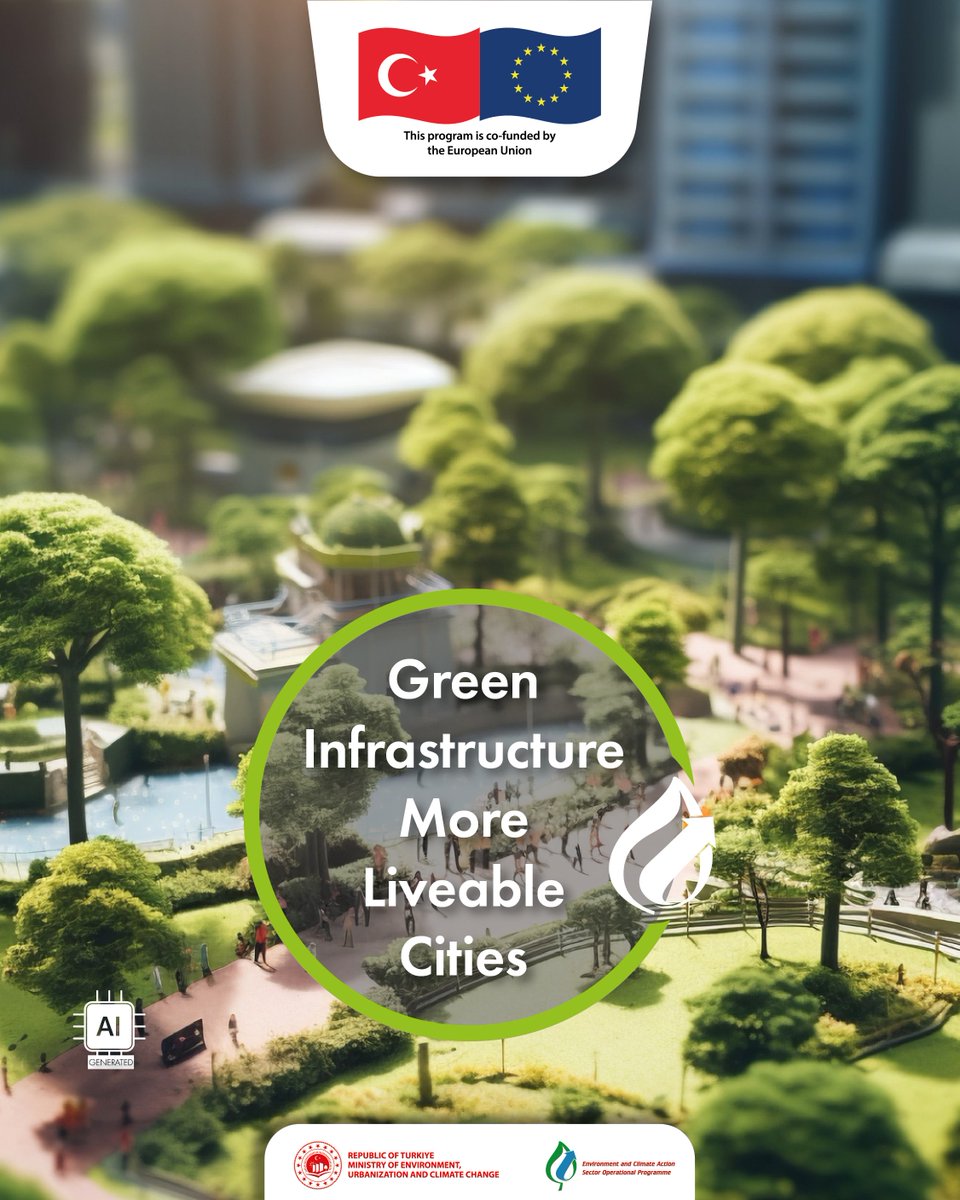ipacevre's tweet photo. Yeşil Altyapı ile Daha Yaşanabilir Şehirler 🌿🏙️
Şehirlerin iklim değişikliğine karşı daha dirençli hale gelmesi; yalnızca yeni teknolojilerle değil, doğayla uyumlu planlama anlayışıyla da mümkündür.
Ağaçlandırılmış caddeler, yeşil koridorlar, geçirgen yüzeyler ve erişilebilir kamusal alanlar; hava kalitesini iyileştirir, kentlerde hissedilen sıcaklığı azaltır ve yaşam kalitesini artırır.
Yeşil altyapı uygulamaları, şehirleri daha sağlıklı, daha dirençli ve daha sürdürülebilir hale getirirken gelecek nesiller için de daha yaşanabilir yaşam alanları oluşturur.
Doğayla uyumlu şehirler, geleceğe yapılan en güçlü yatırımlardan biridir. 🌱
#YeşilAltyapı #SürdürülebilirŞehirler #İklimUyumu
---
Greener Infrastructure for More Liveable Cities 🌿🏙️
Building climate-resilient cities requires not only innovative technologies but also planning that works in harmony with nature.
Tree-lined streets, green corridors, permeable surfaces and accessible public spaces help improve air quality, reduce urban heat and enhance quality of life.
Green infrastructure creates healthier, more resilient and more sustainable cities while leaving a lasting legacy for future generations.
Cities that work with nature are cities prepared for the future. 🌱
#GreenInfrastructure #ClimateAdaptation

@csbgovtr 
@EUDelegationTur 
@ABBaskanligi