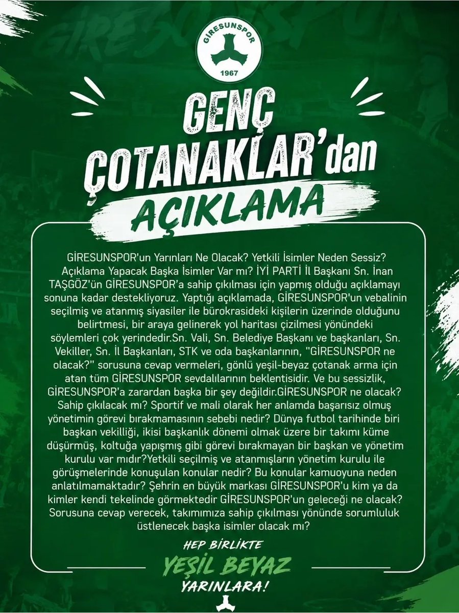 gencotanaklarr's tweet photo. Giresunspor’un Yarınları Ne Olacak? https://t.co/nM9S29QKlH
