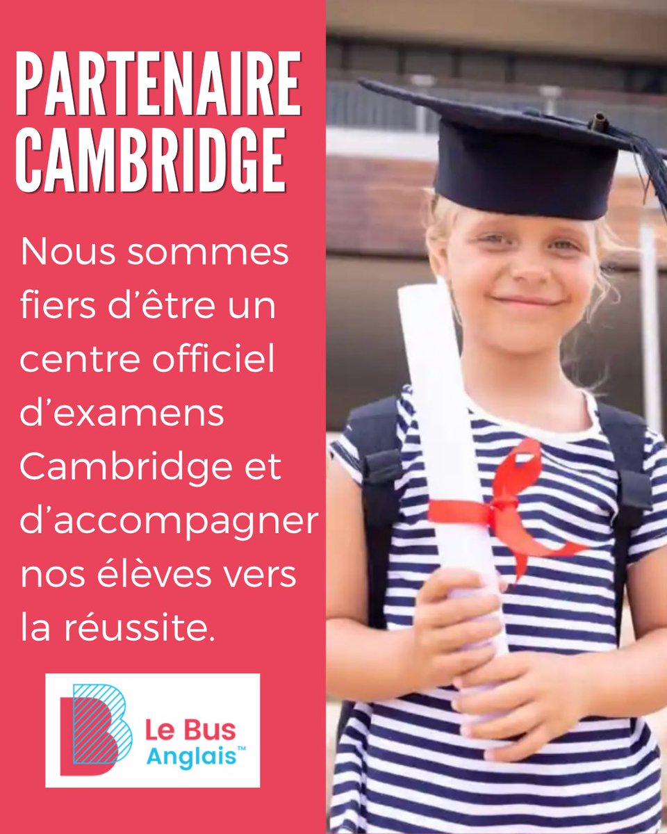 busanglais's tweet photo. 🎓🧵 Fiers d’être un centre d’examen Cambridge English

Au Bus Anglais, nous sommes fiers d’être partenaires de Cambridge English… https://t.co/PwJlEqWVY4