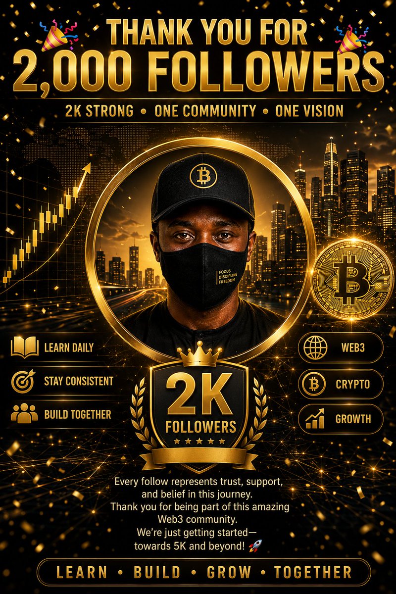 aakarabson01's tweet photo. Alhamdulillah for every single one of you. 
2,000 Followers! 

What started with a single post has grown into a community of 2,000 amazing people passionate about Crypto, Blockchain, and Web3.

Thank you for every follow, like, comment, repost, and conversation. Your support keeps me motivated to share valuable insights and continue learning with you.

This is just the beginning. More educational content, deeper Web3 insights, and bigger milestones are ahead.

Road to 5K! 

Thank you for being part of this journey. 

#2000Followers #Web3 #Crypto #BlockchainBitcoin #CryptoCommunity #ThankYou #KeepBuilding