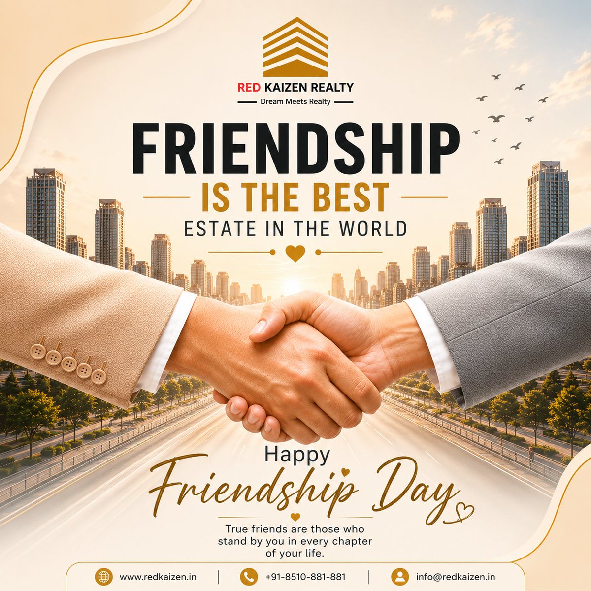 RedKaizen64790's tweet photo. True friendship is life's most valuable investment. 🤝💛
This #FriendshipDay, we celebrate the bonds built on trust, support, and lifelong memories.
Happy Friendship Day from Red Kaizen Realty
For more : https://t.co/VwMBHgfhLW https://t.co/RwJkVqIqFj