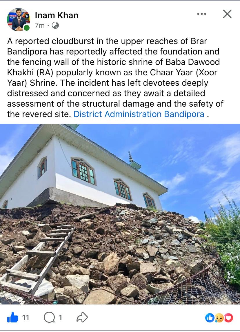 shangpal's tweet photo. Deeply concerned about damage to a place that’s sacred to community and part of our identity. In local parlance this place is called Shangpal. The cluster of five springs looks like a miracle at this height. A personal request to HCM Omar Abdullah saheb to take cognisance. ⁦ https://t.co/5dAhzmPNr5