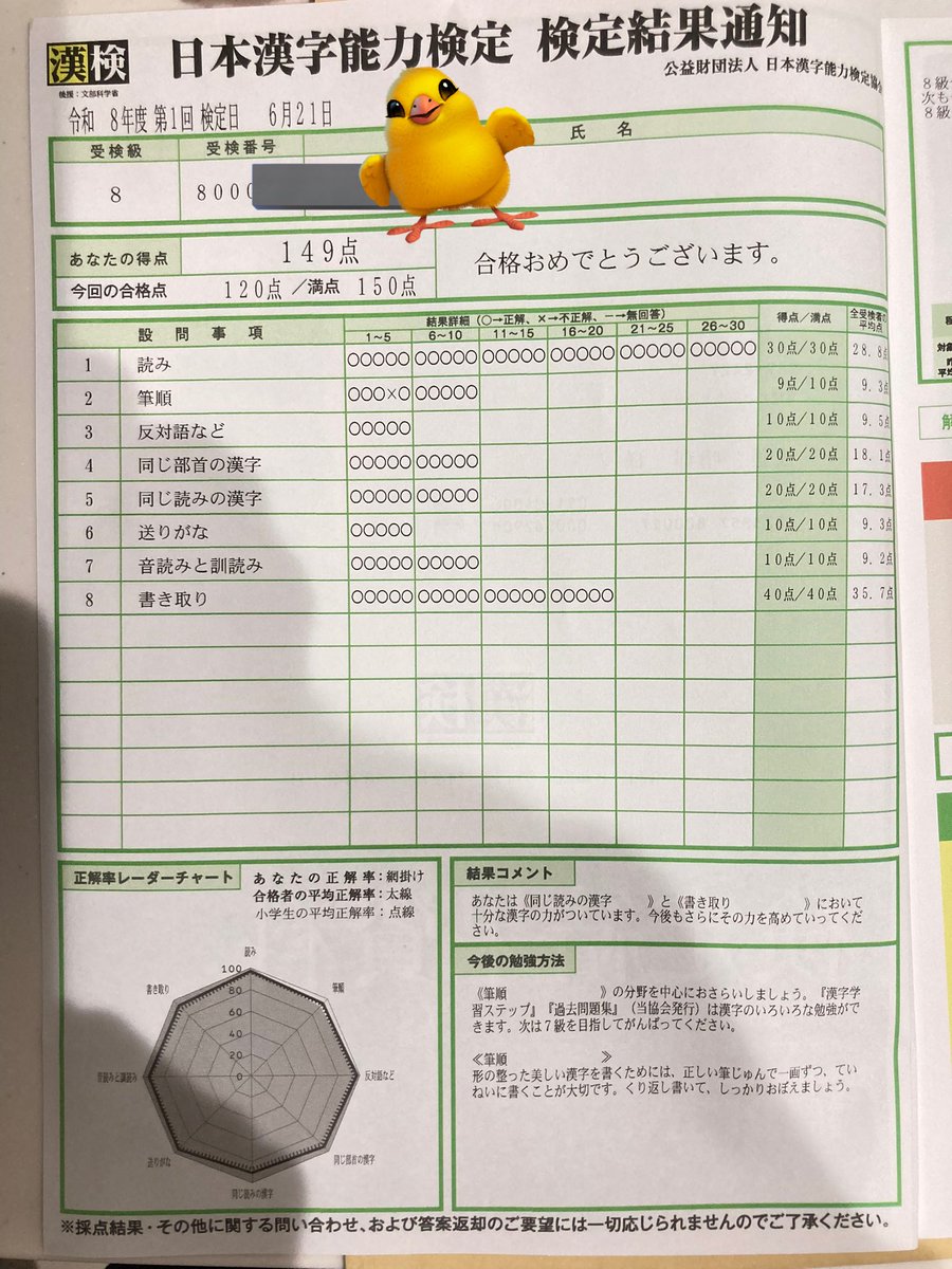 adaptw's tweet photo. そういえば2年生ひよこ🐥漢検8級合格しました〜
3年生の漢字だいたいクリア！頑張ったわね https://t.co/IpAiELwo5F
