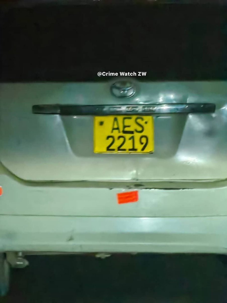 CrimeWatchZW's tweet photo. Hi Crime Watch, yesterday at around 7:00 pm, I witnessed something suspicious at the corner of St Patrick's Road and Airport Road. A man driving a Toyota Wish changed his vehicle's number plate using black insulation tape, altering it from AFS 2219 to AES 2219.

I don't know what his intentions were, but this made me suspect that he could have been trying to conceal the vehicle's identity, possibly because he was planning to commit an offence or had already been involved in one. I thought it was important to report what I saw in case it helps with any investigations.

@PoliceZimbabwe