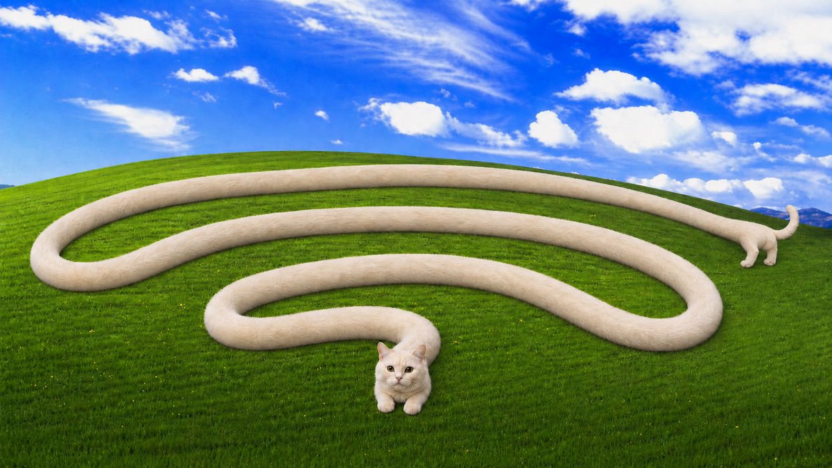itslongcatx's tweet photo. the default wallpaper. the default cat.

is it grass touching cat, or cat touching grass. the grass does not know. the cat knows even less. https://t.co/rdQSSEaep4