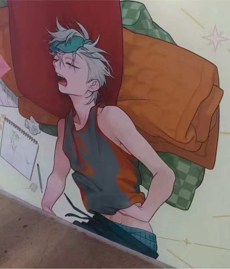 buhanwho0's tweet photo. Till canonically has trouble sleeping so it's no surprise that he sleeps with a mask on 😭 and even draws until late at night until he gets tired. Help him https://t.co/4jSwZfxZQA