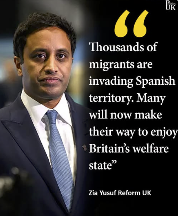 AlexTaylorNews's tweet photo. Yes, he said this, word for word, I checked

Firstly it's a downright lie, as not a single one of them crossed to the mainland (they need a visa from Ceuta and if they had one, why put themselves through the risk of drowning etc, they would have travelled legally on it long ago)

Secondly and more widely, I'm sorry but it takes a particular kind of gall to constantly fan these often racist flames, when 𝒚𝒐𝒖𝒓 𝒐𝒘𝒏 𝒑𝒂𝒓𝒆𝒏𝒕𝒔 were basically economic migrants, looking for a better life, fleeing from conflict and poverty in Sri Lanka. The only difference is his parents were much luckier than the people he constantly whips up hate against (for reasons best known to himself) in that the UK 𝒕𝒉𝒆𝒚 came to in the 80s and he grew up in was a much more welcoming place for "migrants," economic or otherwise