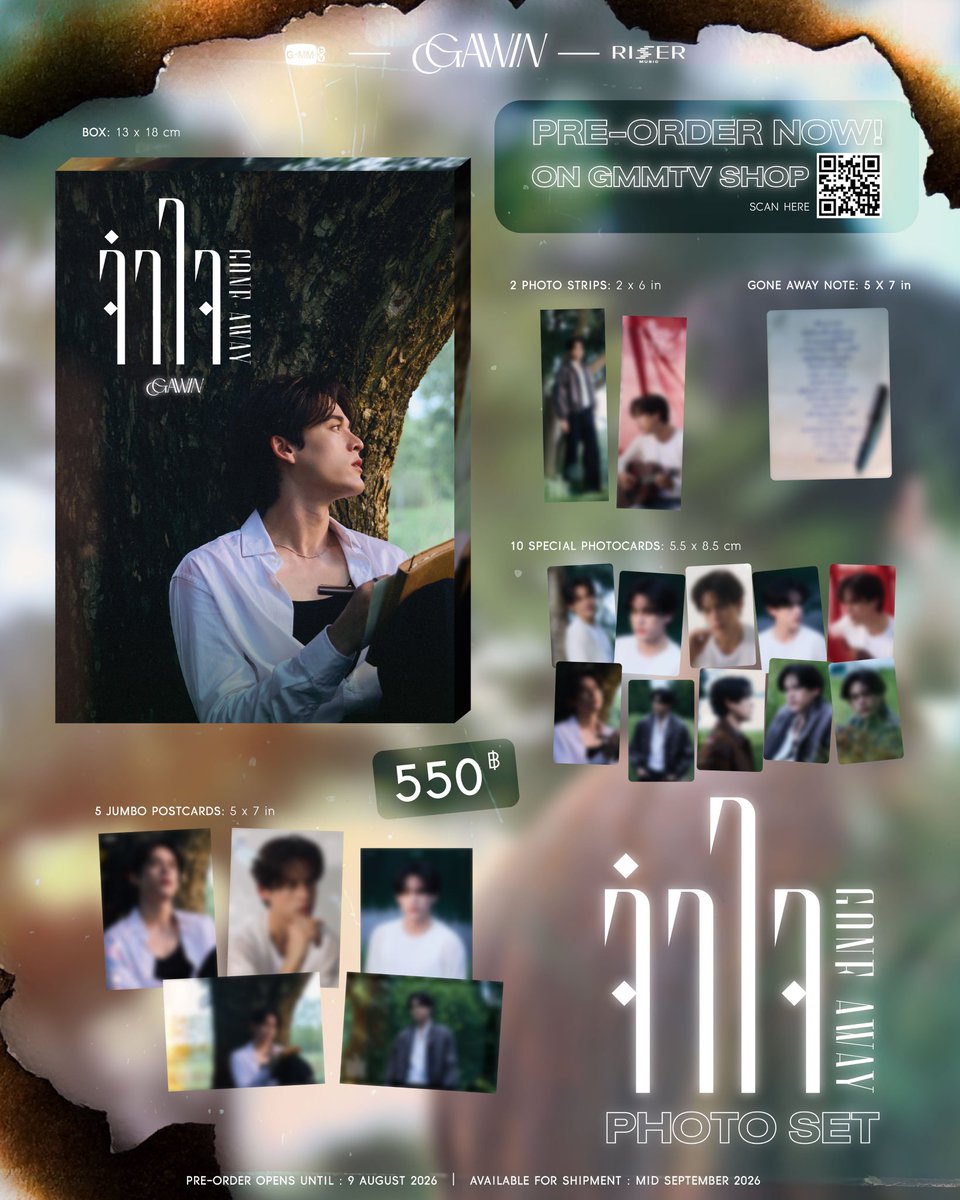 treasurelux_'s tweet photo. [🇲🇾MY GO](Pre-order)
"GONE AWAY" GAWIN CASKEY Photo Set

Price: RM92 inc EMS 

📍No second payment needed
📍Just exclude local postage 
📍Closed pre-order 9/8‼️
📍Dm if interested khaa🥰💕

#GoneAwayGAWIN
#GawinCaskey
#RISERMUSIC
#GMMTV https://t.co/xHNPzOX6H7