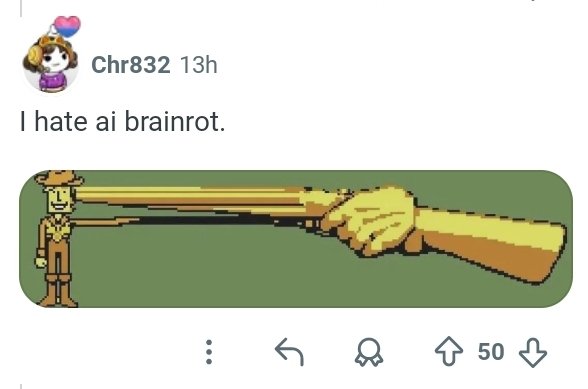 MrNopos's tweet photo. >Hates AI
>Uses a deltarune reaction image
??? https://t.co/1X7Dx84E21