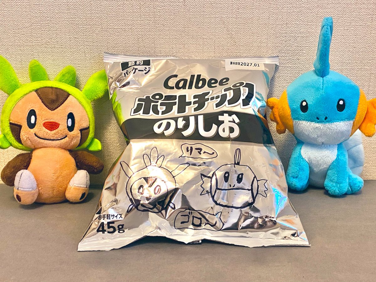LenBug423's tweet photo. 白黒ポテチ袋に、ハリマロンとミズゴロウを描きました！⭐️

#ポケモンfit
#白黒ポテチ
#イラスト https://t.co/Q9yScSoaUm