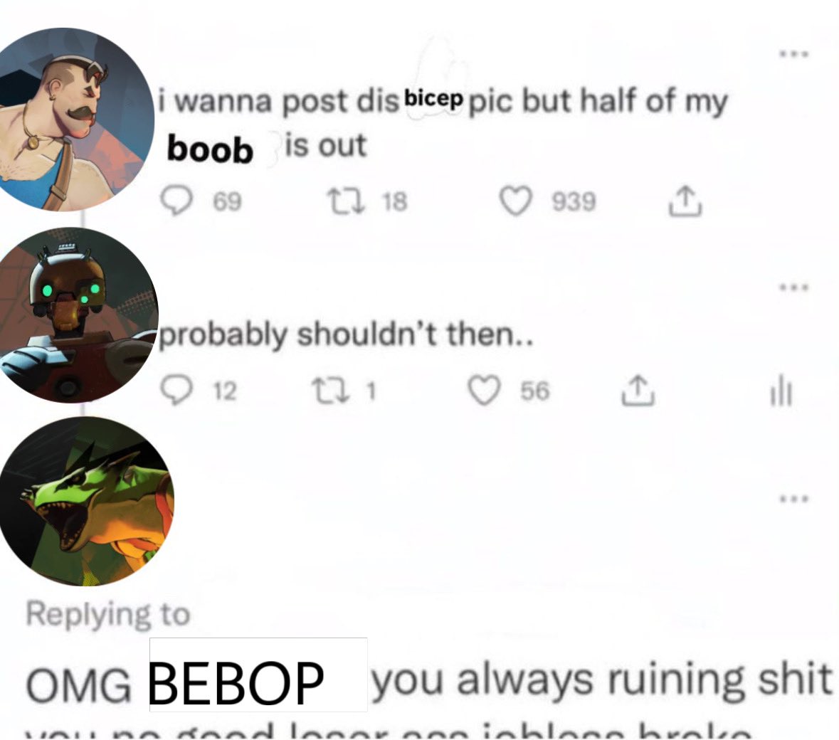 caprishunex's tweet photo. bebop ruining things once again sigh.... #deadlock https://t.co/wxYPmQ2GWE