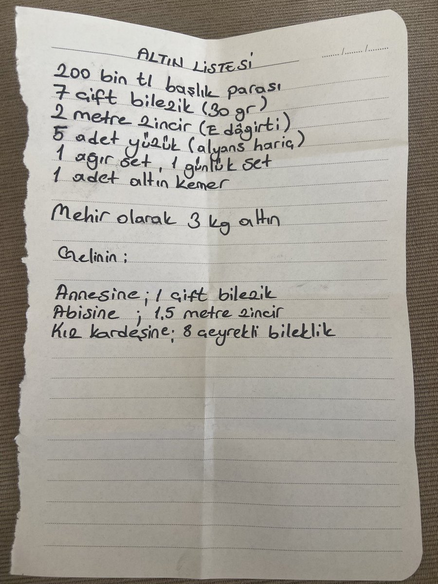 anlikadraj's tweet photo. Mardin’de bir genç, kız tarafının isteme sonrası verdiği altın listesini paylaştı https://t.co/CTcsmHaMa6