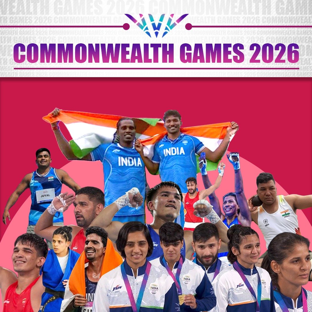 MAGARAM290033's tweet photo. ऐतिहासिक 💫

CWG 2026 के 9वें दिन भारत ने रिकॉर्डतोड़ 16 मेडल जीते। 

बॉक्सिंग - साक्षी चौधरी, प्रीति पवार, जैस्मिन लैंबोरिया, प्रिया घंघास, अरुंधति चौधरी, सचिन सिवाच और अंकुश पंघाल ने गोल्ड मेडल जीता। वहीं लवलीना बोरगोहेन, जदुमणि सिंह और नरेंद्र बेरवाल ने सिल्वर मेडल अपने नाम किया। 

शॉट पुट F57 में सोमन राणा ने गोल्ड तो शुभम जुयाल ने सिल्वर प्राप्त किया। वहीं ट्रिपल जंप में प्रवीण चित्रवेल ने सिल्वर और सेल्वा प्रभु थिरुमरन ने ब्रॉन्ज मेडल जीता। 

जूडो में उन्नति शर्मा और 5000m दौड़ में गुलवीर सिंह ने ब्रॉन्ज मेडल जीत लिया। 

चक दे इंडिया 🇮🇳
#CWG2026