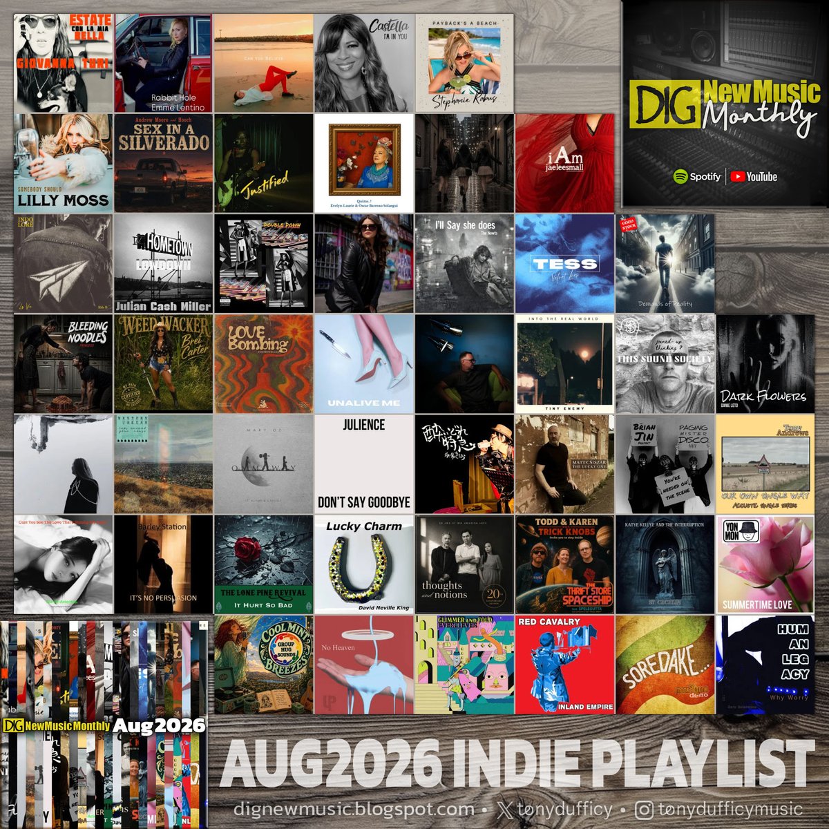tonydufficy's tweet photo. 📢just updated my monthly indie playlist DIG NewMusic, and hope you enjoy 48 brilliant songs by independent/DIY bands/artists for #August2026 🥳

🔊enjoy listening on Spotify/YouTube: https://t.co/tYIQk1Wyyn

your next fav songs are here🙌 https://t.co/KXqX1FhYdN