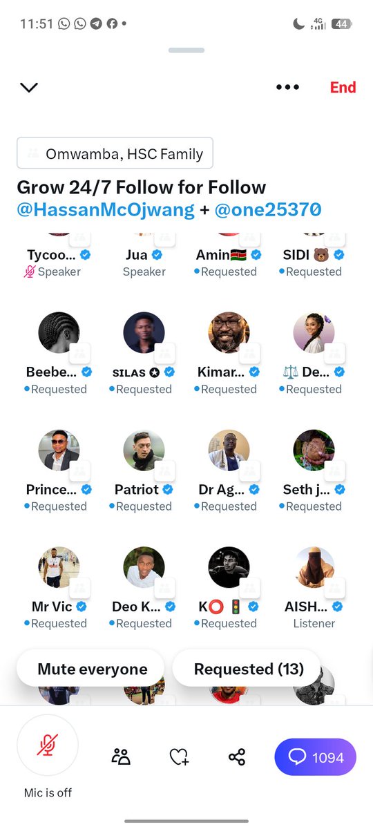 OmwambaHSC's tweet photo. 13 people are requesting as of now. Are you present? Request for the Mic https://t.co/10sas62SXr