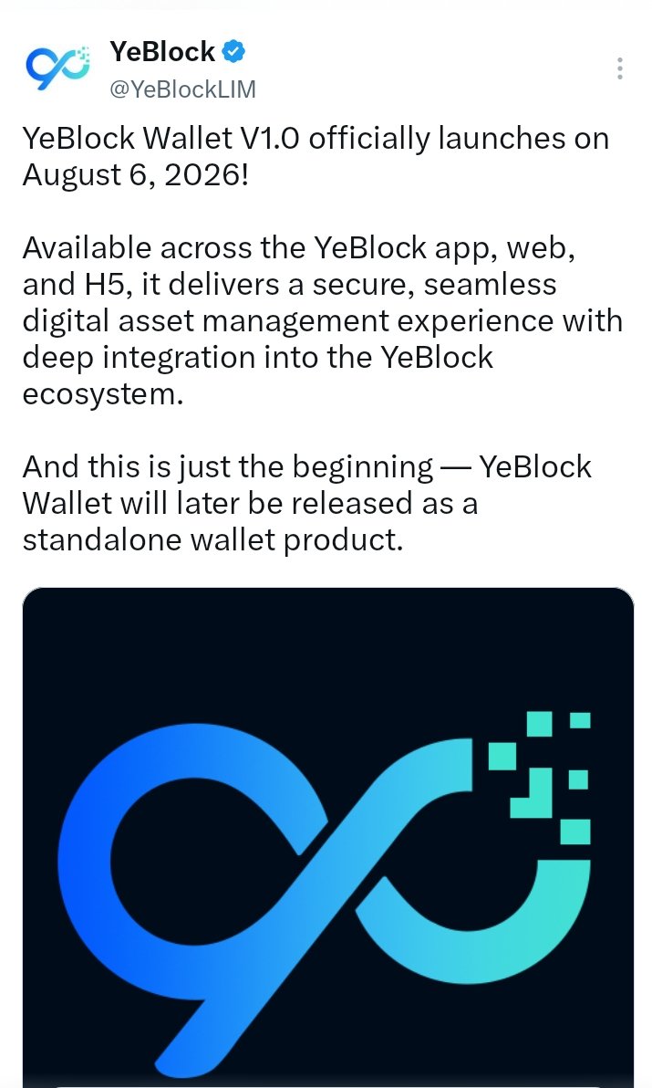 all_airdrop10's tweet photo. Yeblock Good News 
✅ YeBlock wallet v1.0 officially launches on August 6 ,2026 

✅join Fast ⏩ 

New user joining link 👇

https://t.co/pQhsF64zfC

Referral code 👉84S42XL

#YeBlock #VeryChat #InterLink https://t.co/Vv5OXfsdKS