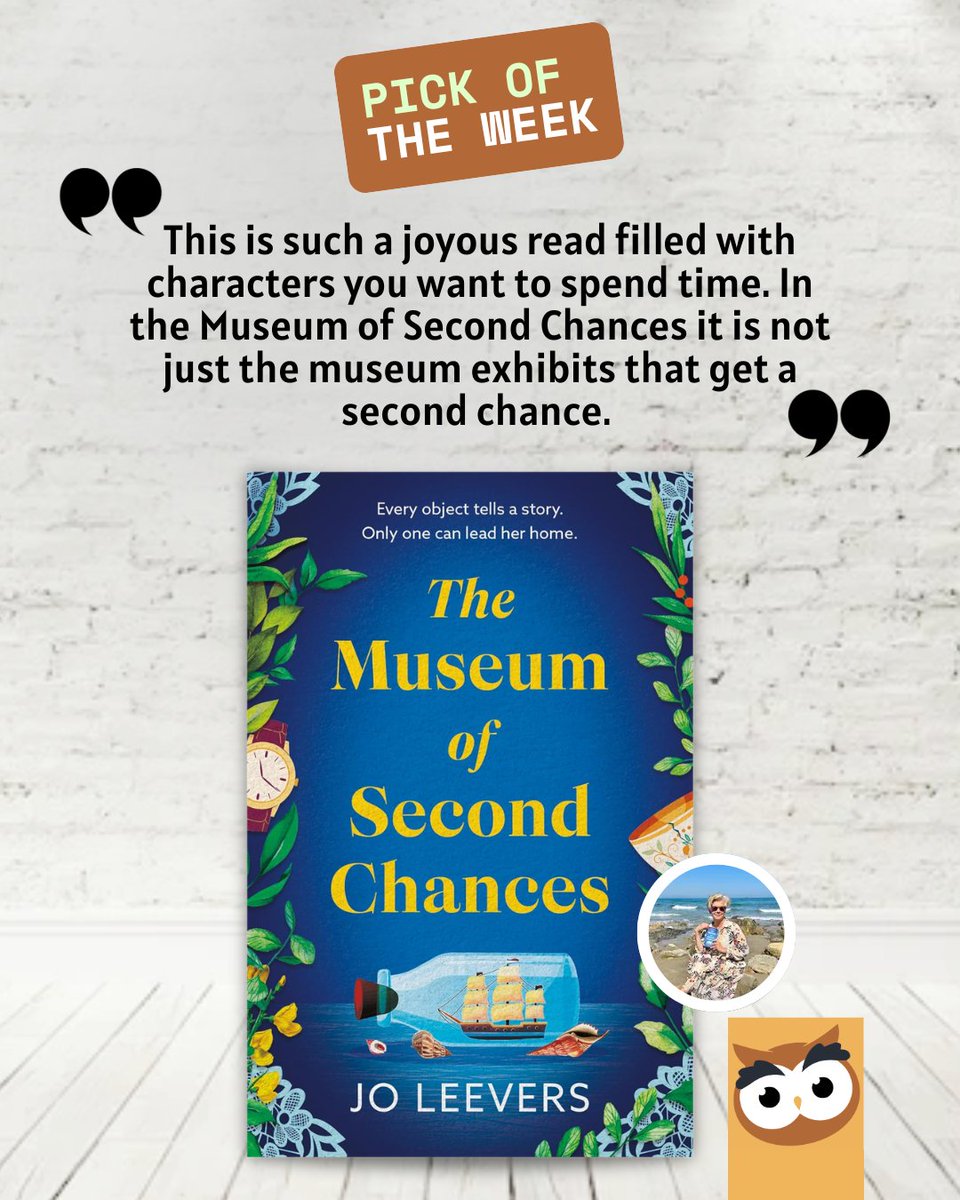 hootperch's tweet photo. The Museum of Second Chances by @JoLeevers . 
A gorgeously joyful story about lost things and second chances.

Our Pick of the Week.

#HootPerch #PickOfTheWeek #TheMuseumOfSecondChances #JoLeevers #CosyFiction #BookClubFiction #BookRecommendation #BookTok #Cornwall #BookishLife https://t.co/H6ffPoqfan