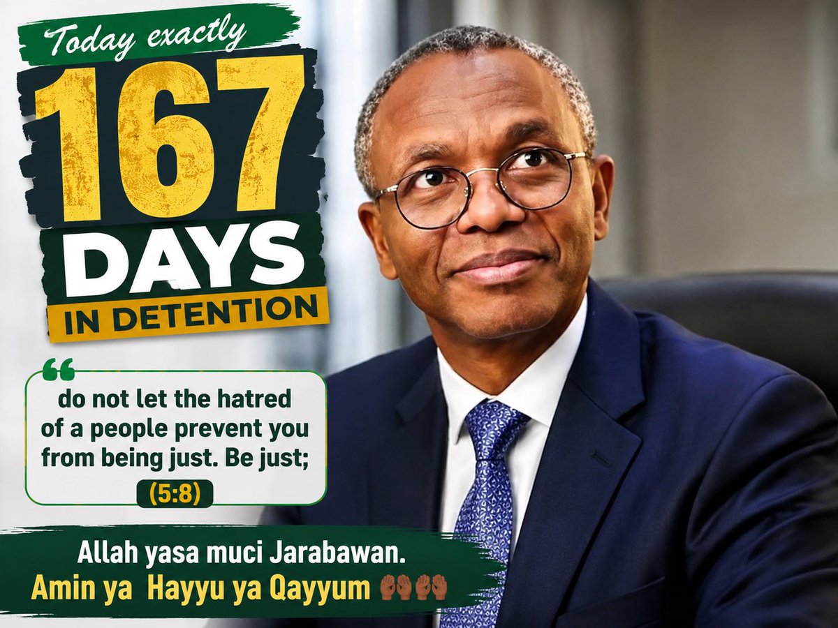 AAD_EL_Rufai's tweet photo. Today Exactly 167 Days @elrufai in Detention. 

A Human Right, Not a Favor
A fair trial is not an act of mercy. It is not a privilege. It is a fundamental human right. @UNWatch @UN_HRC  @UN @amnesty @amnestyusa @Mediapart @Trial @jeune_afrique @BBCWorld  @SenateForeign @POTUS @EmmanuelMacron @10DowningStreet @UKParliament @ESPNUK @AJEnglish @jeune_afrique @FranceONUGeneve @France24_ar  @EUCouncil @EuParlement  @nytimes 

#FairTrial
#HumanRights 
#JusticeForAll
#FreeElrufai166DaysDetention