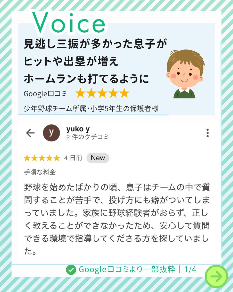 CozyMaegawa's tweet photo. 「見逃し三振が多かった息子が、ヒットや出塁が増え、ホームランも打てるようになりました」

小学5年生の保護者様からGoogle口コミをいただきました⚾️

一人ひとりに合わせ、理解を深めながら上達をサポートします。体験レッスン受付中です。 https://t.co/x5pQOs3erh