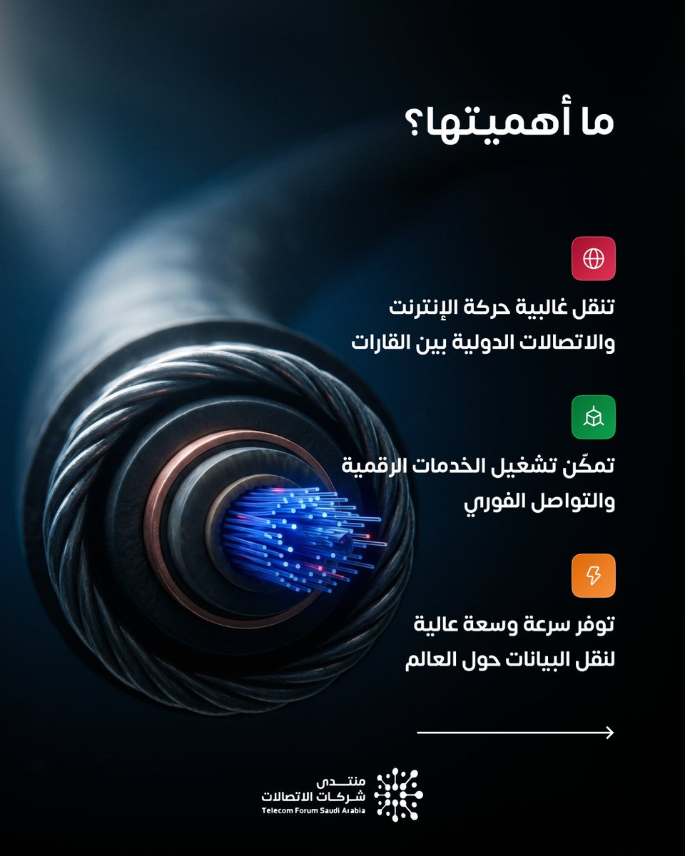 TelecomforumSA's tweet photo. قد تبدو  حركة الاتصالات والإنترنت عالميًا لحظة واحدة على الشاشة، لكن ذلك يعتمد على بنية تحتية من الألياف الضوئية الممتدة في قاع البحار والمحيطات لربط القارات والعالم.

#منتدى_شركات_الاتصالات 
#لنبقى_على_تواصل https://t.co/8QV2xKiVgN