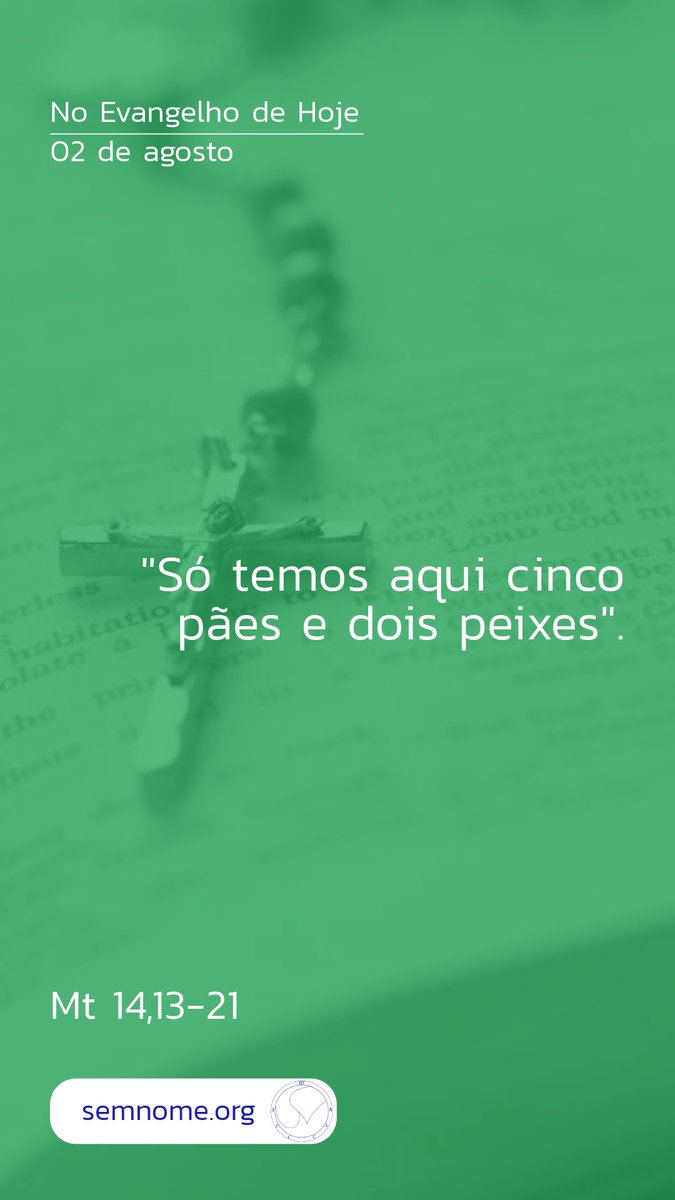semnome_org's tweet photo. Bom dia! #EvangelhoDeHoje

"Só temos aqui cinco pães e dois peixes".

- Mt 14,13-21 https://t.co/KPjck40jgq