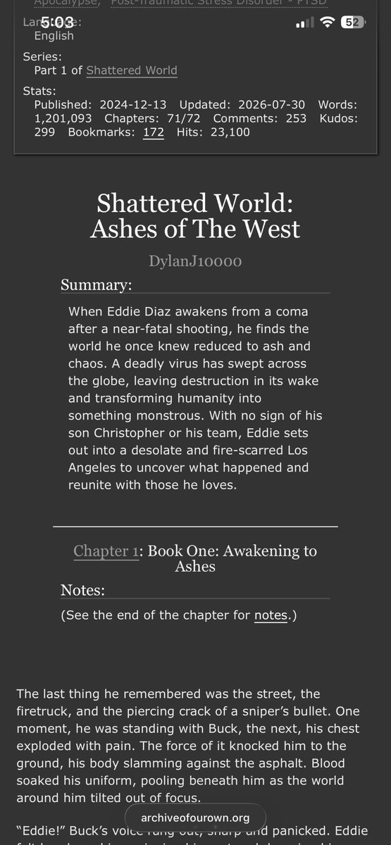 stillmaves's tweet photo. @buckleydiazed RAY OMG YES I HAVEEEEE

its @DylanJ10000’s fic 

THIS IS SUCH AN INSANEEEE FIC 

Literally top grade literature, rarely you ever see in ANY published books for fantasy action stories that HAS PHYSICAL BOOKS

like this DESERVES an adaptation or original series https://t.co/v0FKVb17WJ