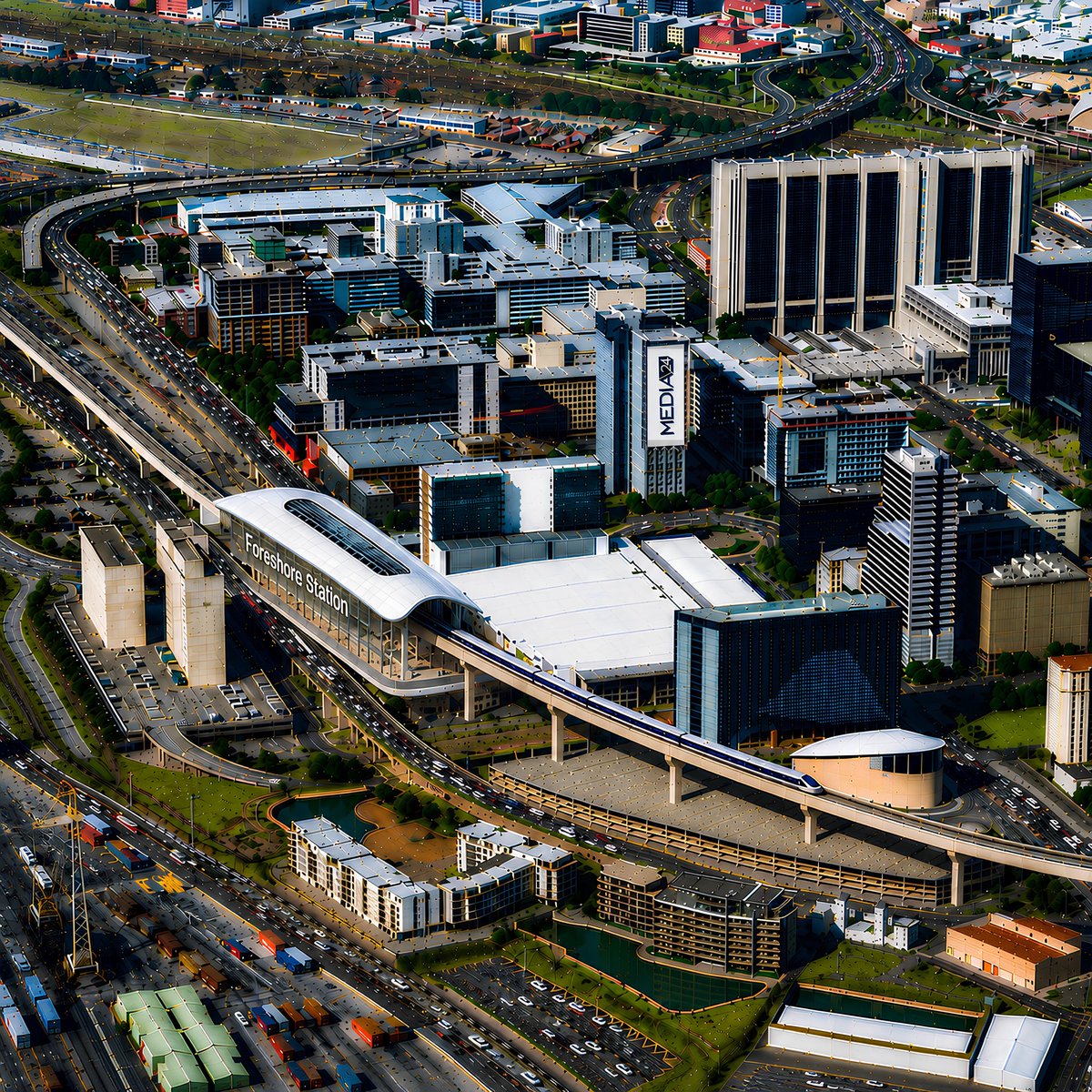 CapetrainX's tweet photo. The Capetrain Express Foreshore Station represents far more than a transport interchange: It reimagines the Foreshore as Cape Town’s new civic and economic gateway. #CapetrainX https://t.co/fYsmp75MqC