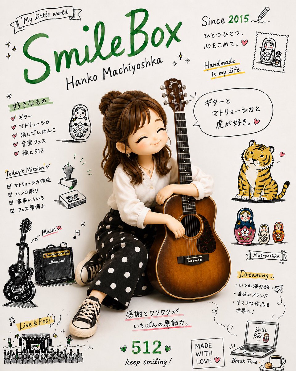 SmileBox_mio's tweet photo. まわりの手書きが、可愛い❤️真ん中の人物は、きれいすぎたので笑、フィギュア風に。
#マトリョーシカ #けしごむはんこ #creema #minne #ミヤマさんのプロンプト https://t.co/T3T25Sn2x6