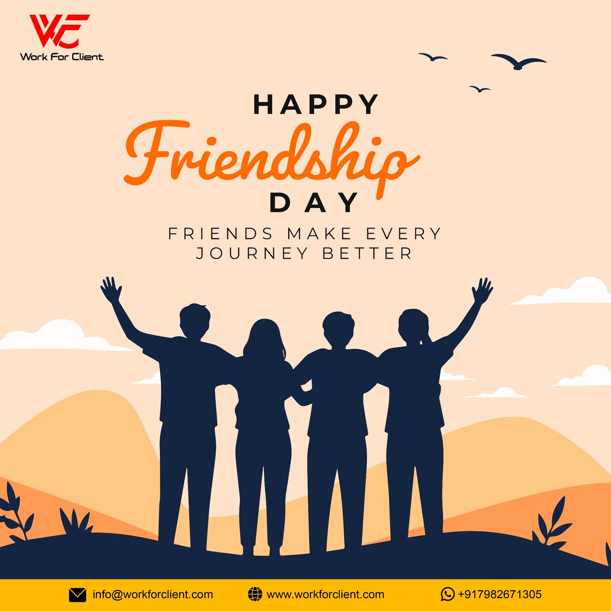 WorkForClient's tweet photo. Happy Friendship Day! 💙
True friends make every moment brighter, every challenge easier, and every success more meaningful. Here's to the people who stand by us through every chapter of life. 🤝✨ https://t.co/HDOnefInFo