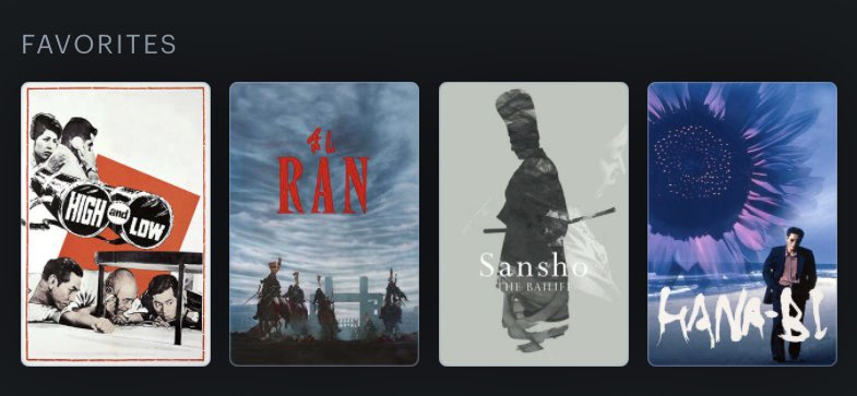 gorgeoustal's tweet photo. my favorite first watches of july :

High and Low (1963)
Ran (1985)
Sansho the Bailiff (1954)
Hana-bi (1997) https://t.co/sl8xJSM6We