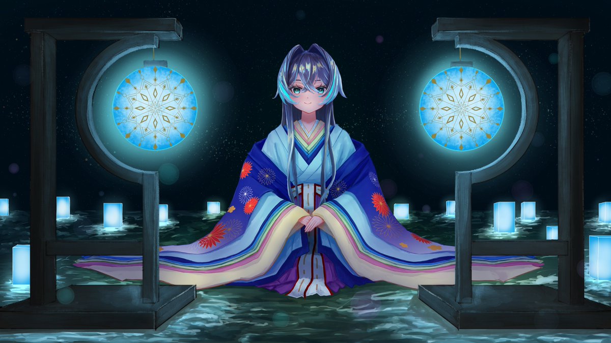 mutsu_kuro68's tweet photo. ぼんぼりの少女
＃デジタルイラスト #オリジナルイラスト #絵柄が好みって人にフォローされたいㅤ　#着物少女 ＃十二単 https://t.co/ZwlrVvdIYE