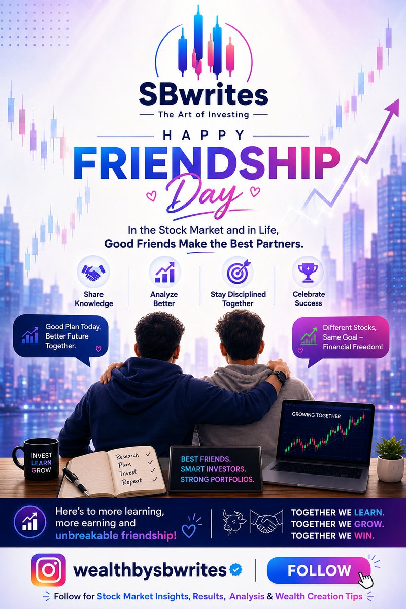 sbwrites20's tweet photo. Happy Friendship Day ✨🥂📈💚

Do follow us @sbwrites20 

#stockmarket https://t.co/8kDLU1BdOs